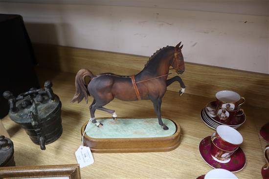 A Royal Worcester model of a Hackney Stallion after Doris Lindner, No. 394/500, with wooden plinth and certificate